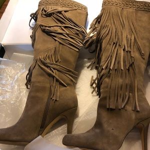 Suede knee boots, worn once
